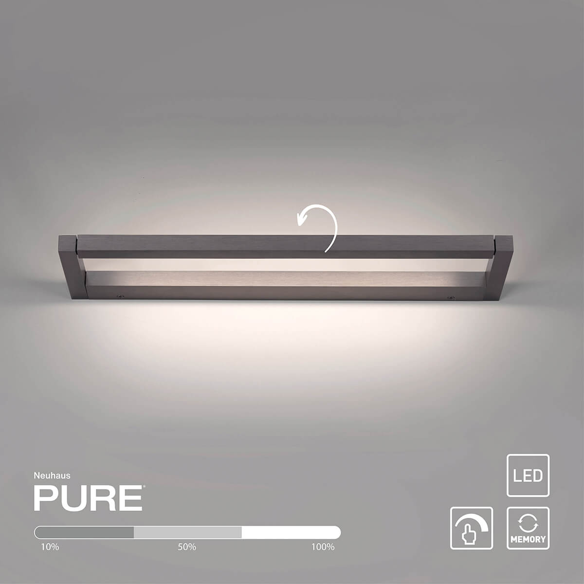 Neuhaus PURE Puro LED Wandleuchte, Länge: 50 cm, grau