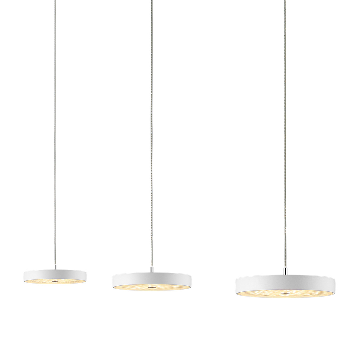 Oligo Decent LED Pendelleuchte, 3-flg., TW, unsichtbare Höhenverstellung, Baldachin: Chrom, weiß matt