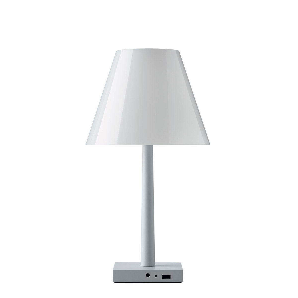 Rotaliana Dina LED Akkuleuchte, silberfarben, mit weißem Schirm