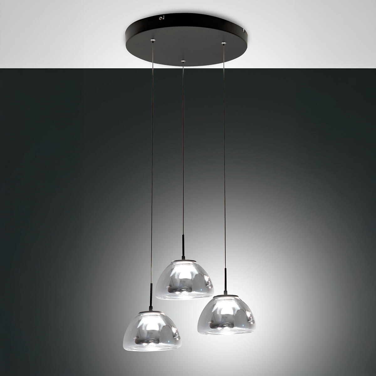 Fabas Luce Lucille LED Pendelleuchte, 3-flg., grau