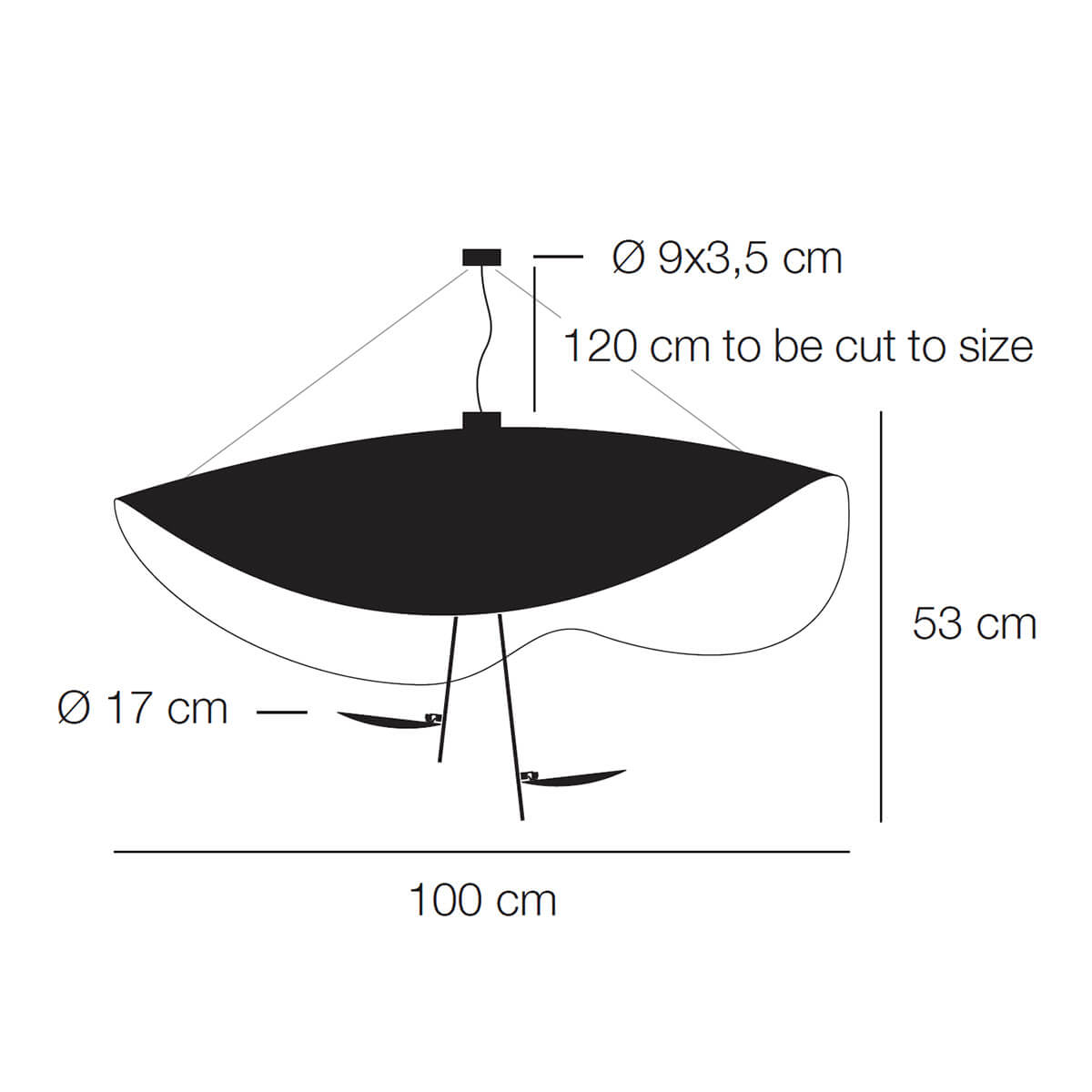 Catellani & Smith Lederam Manta S2 Pendelleuchte, Maßzeichnung