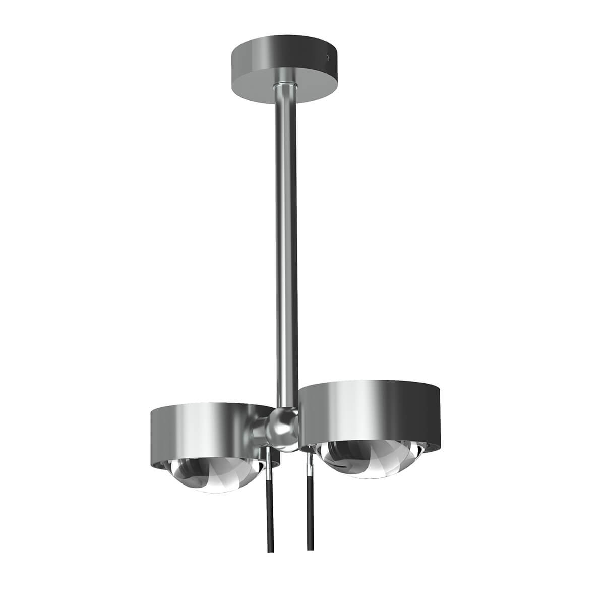 Top Light Puk Mini Side Twin Ceiling Deckenleuchte, 20 cm, Gehäuse, Chrom matt, mit Linse klar / Glas satiniert (nicht inbegriffen)