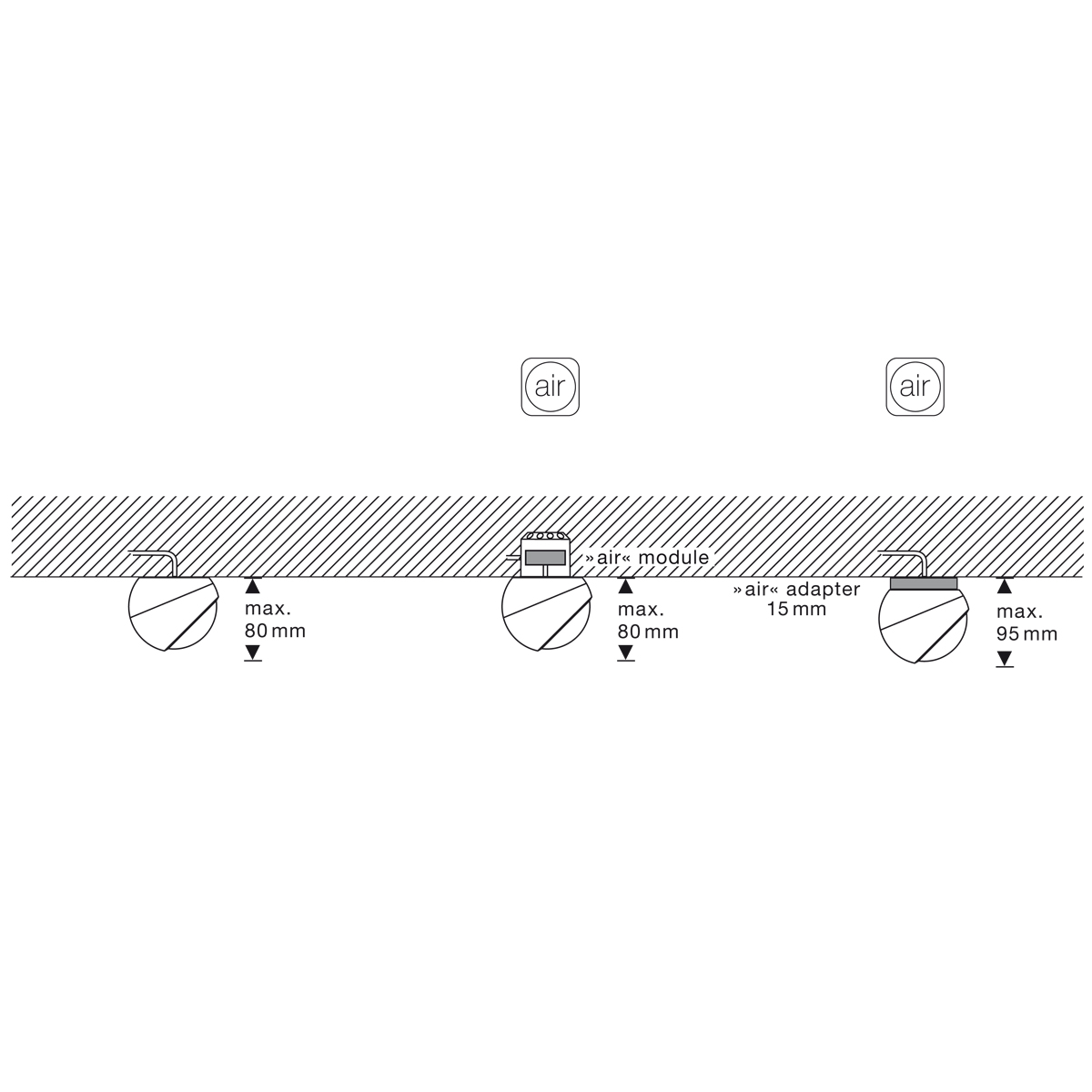 Occhio io giro Volt C LED Deckenstrahler, Montageoptionen (Occhio air Modul als Zubehör erhältlich)