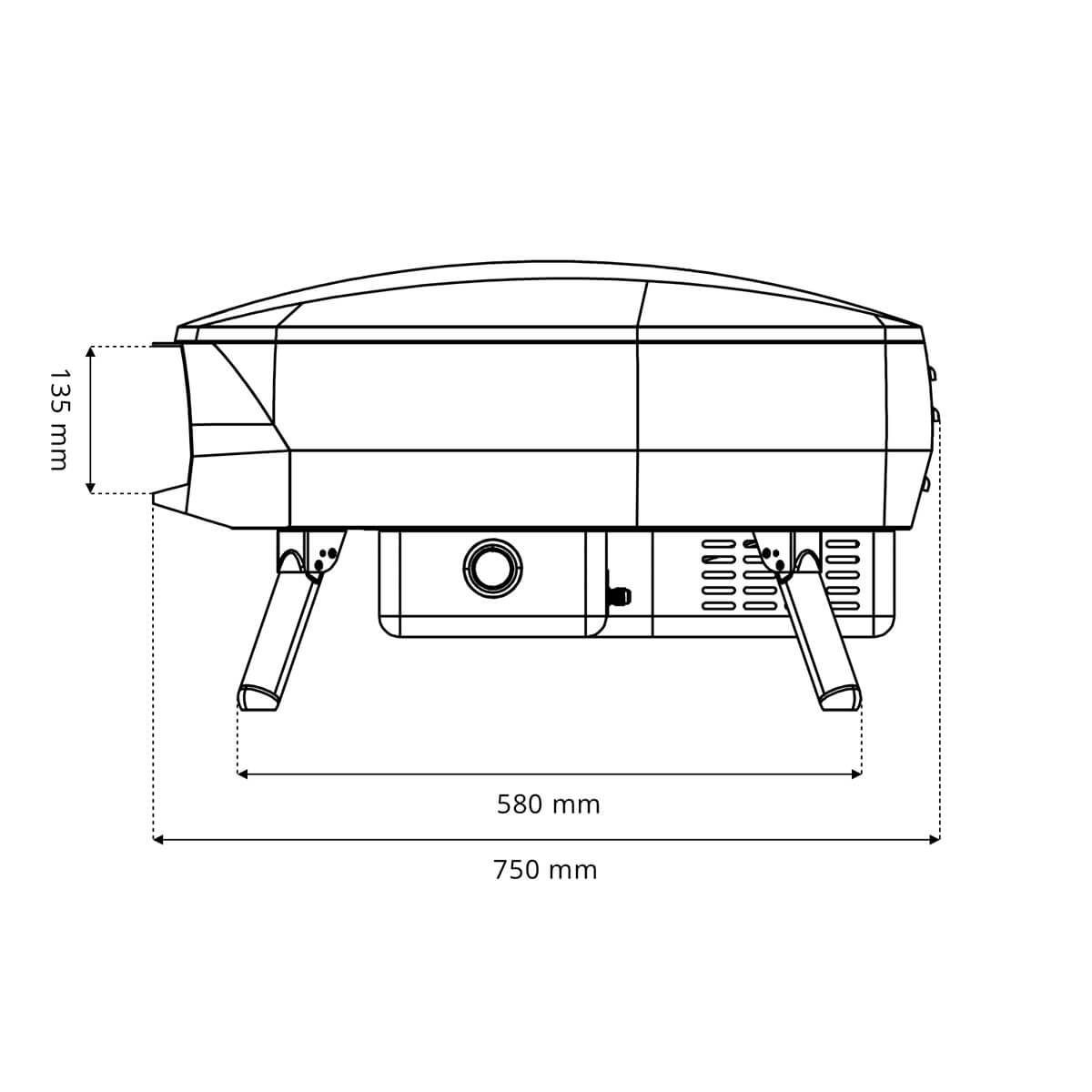 Witt ETNA Rotante Pizzaofen, 2 Brenner, rotierend, Maßzeichnung