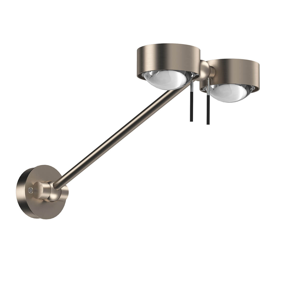 Top Light Puk Wing Twin LED Wand- / Deckenleuchte, 30 cm, Gehäuse, Nickel matt, mit Einsätzen Glas satiniert / Linse klar (Einsätze nicht inbegriffen)