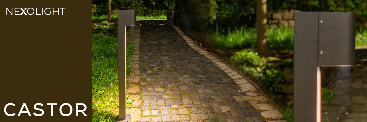 Nexolight Castor bollard light for modern pathway lighting in the garden and entrance area