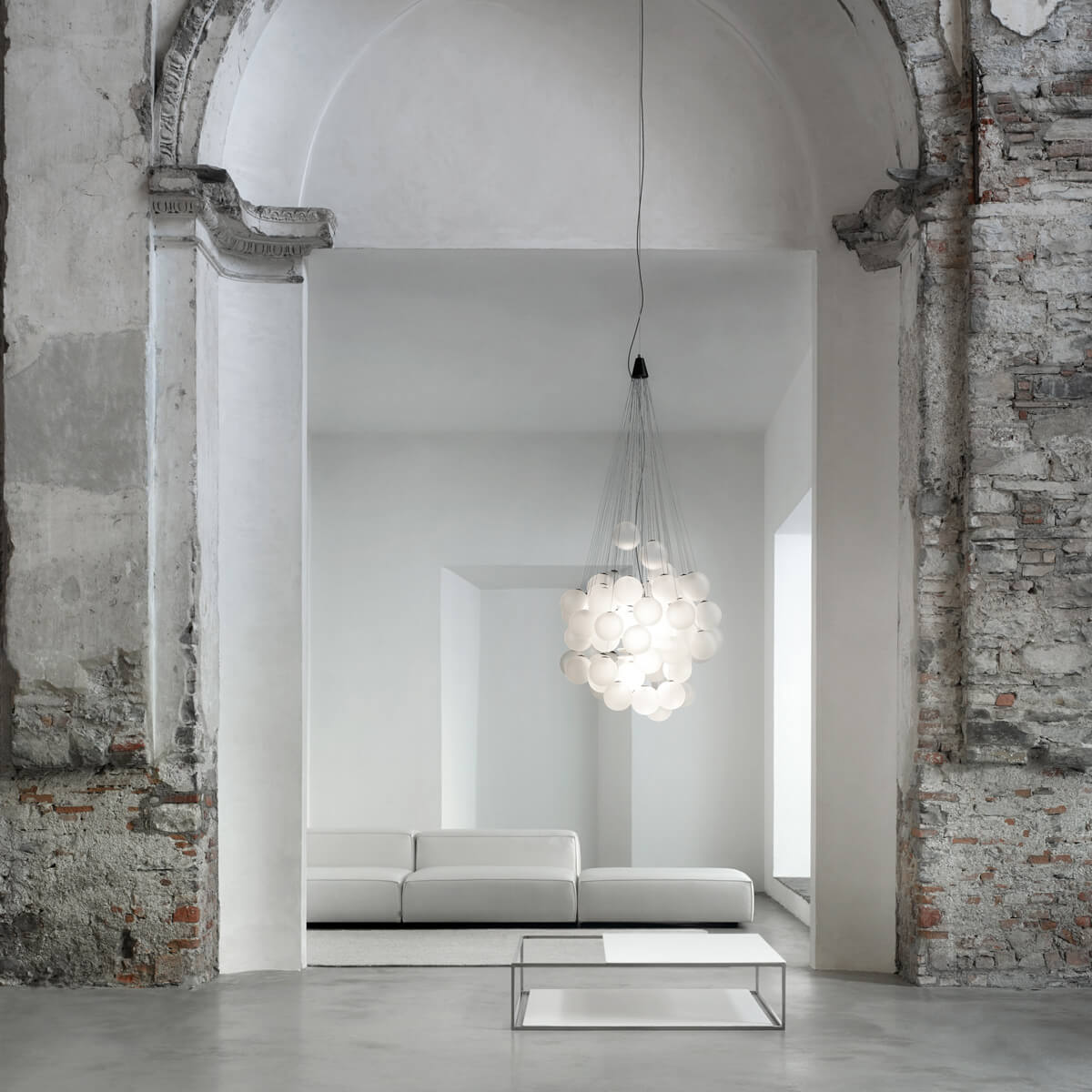 Luceplan Stochastic LED Sospensione, opalweiß