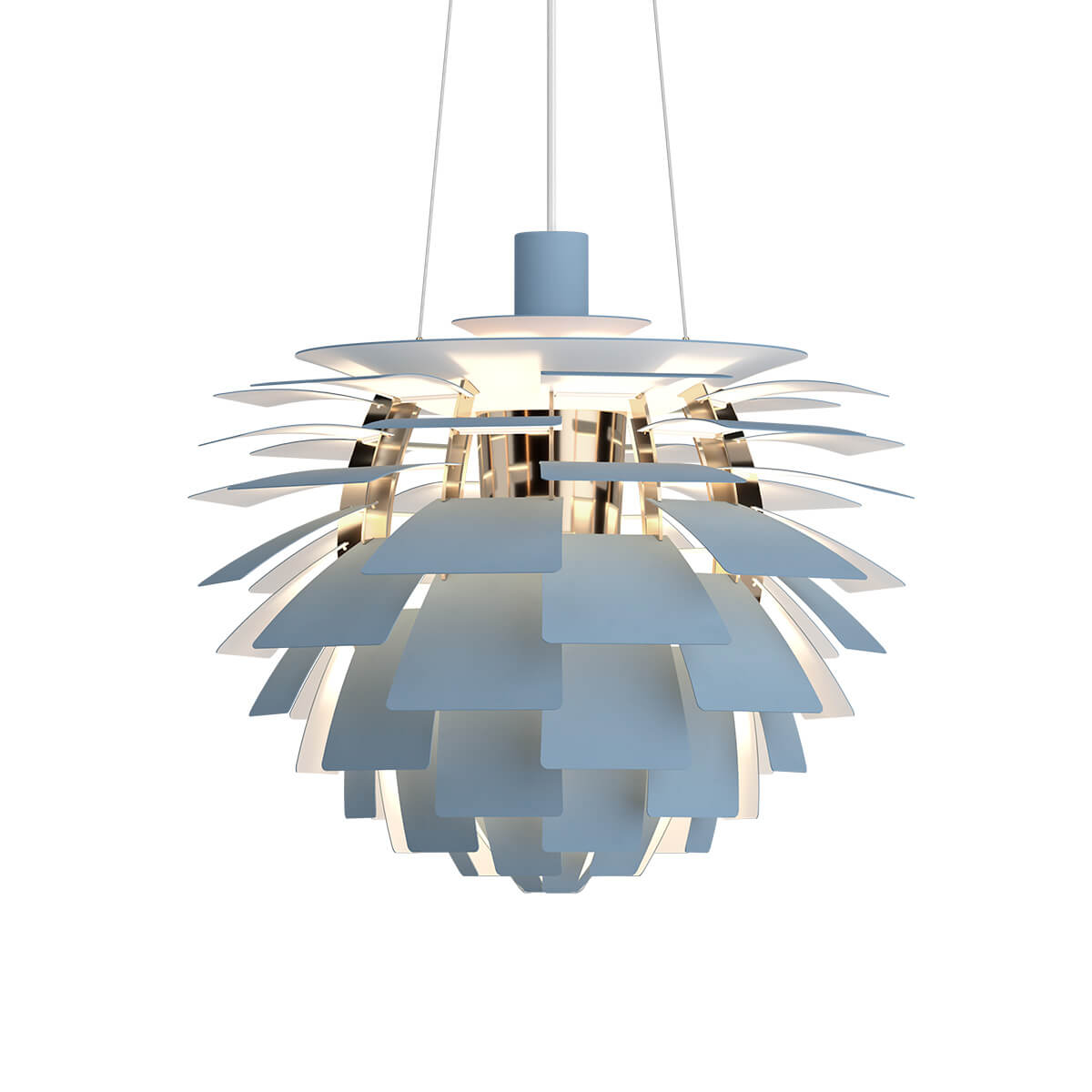 Louis Poulsen PH Artichoke 480 Pendelleuchte, Ø: 48 cm, Dusty blue / Messing