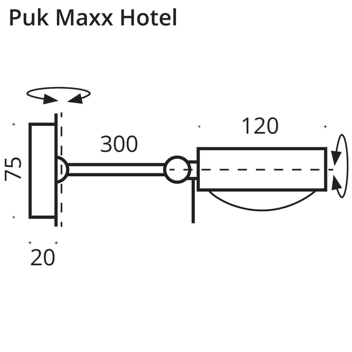 Top Light Puk Maxx Hotel Wandleuchte, 30 cm, Maßzeichnung