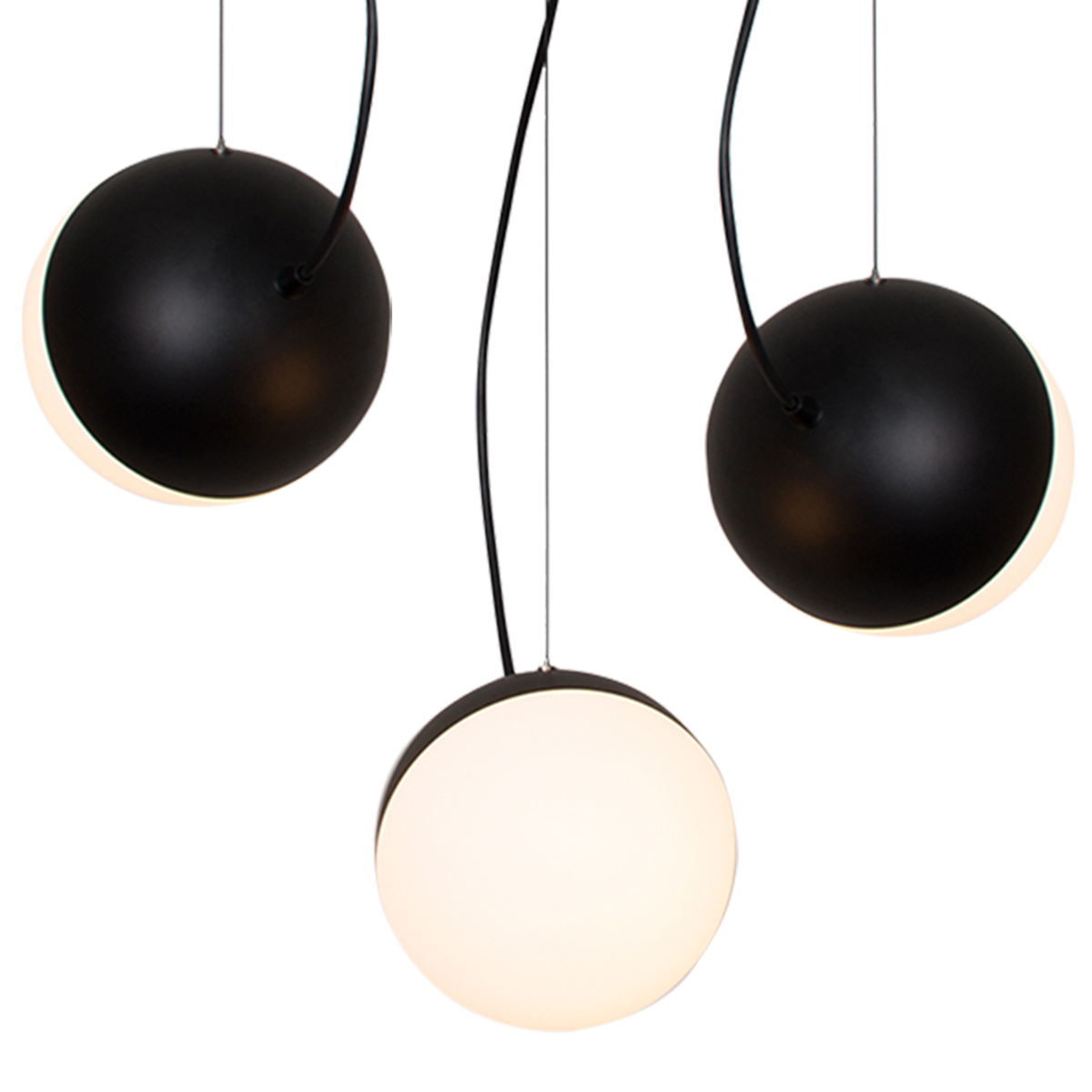 Milan Half Pendelleuchte, 3-flg., Ø 35 cm, schwarz