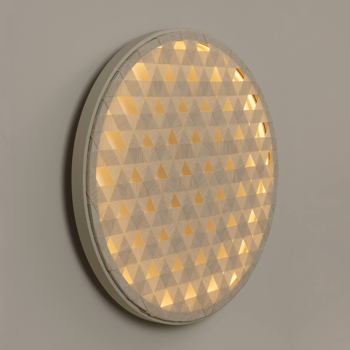 Milan, Loom LED Wandleuchte, Ø: 80,4 cm, Holz / nerzfarben