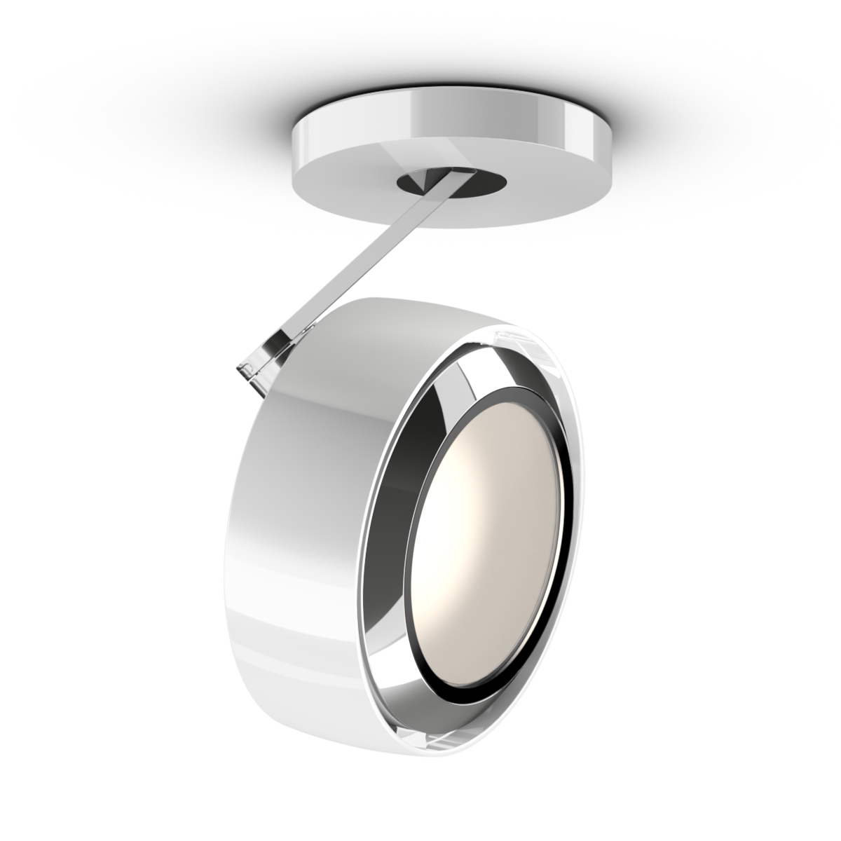Occhio Più R alto 3d Volt S40 Deckenstrahler, 3000 K, weiß glänzend / Chrom