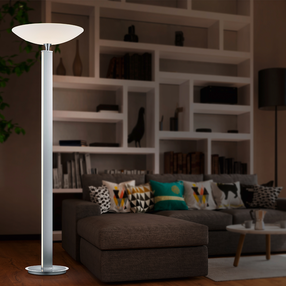 Bankamp Pure F LED Stehleuchte, Nickel matt / Chrom