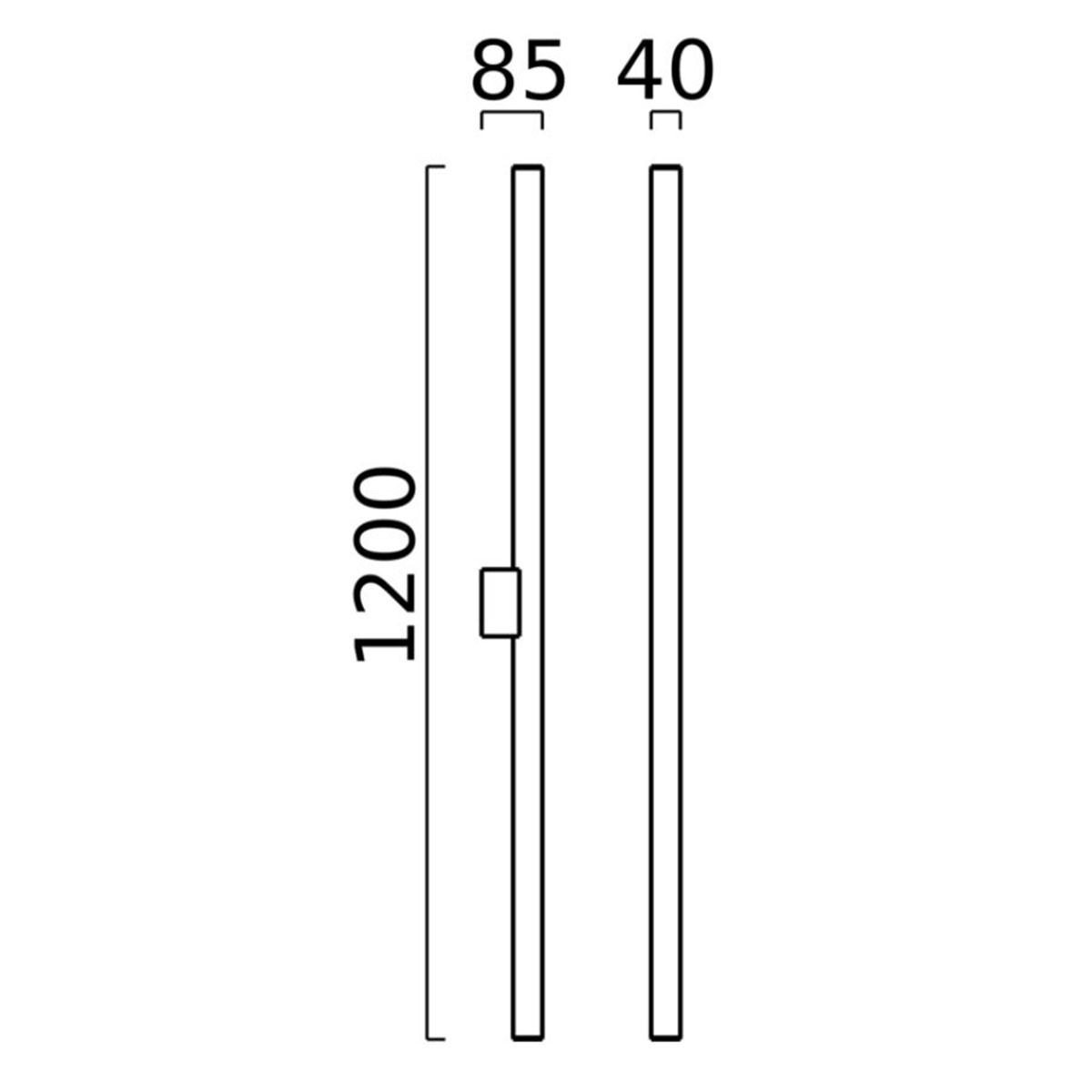 Helestra Loom LED Wand- / Spiegelleuchte, schwarz matt, Länge: 120 cm, Maßzeichnung
