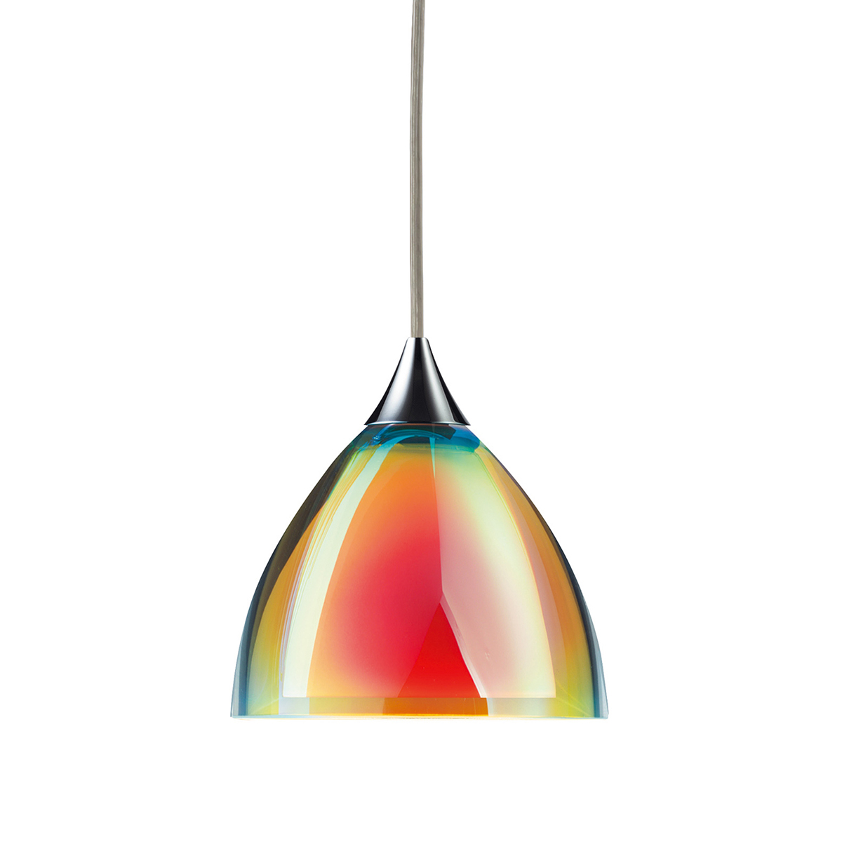 Bruck Duolare Silva Down 110 Pendelleuchte, Chrom, Glas: dichroitisch orange - gelb