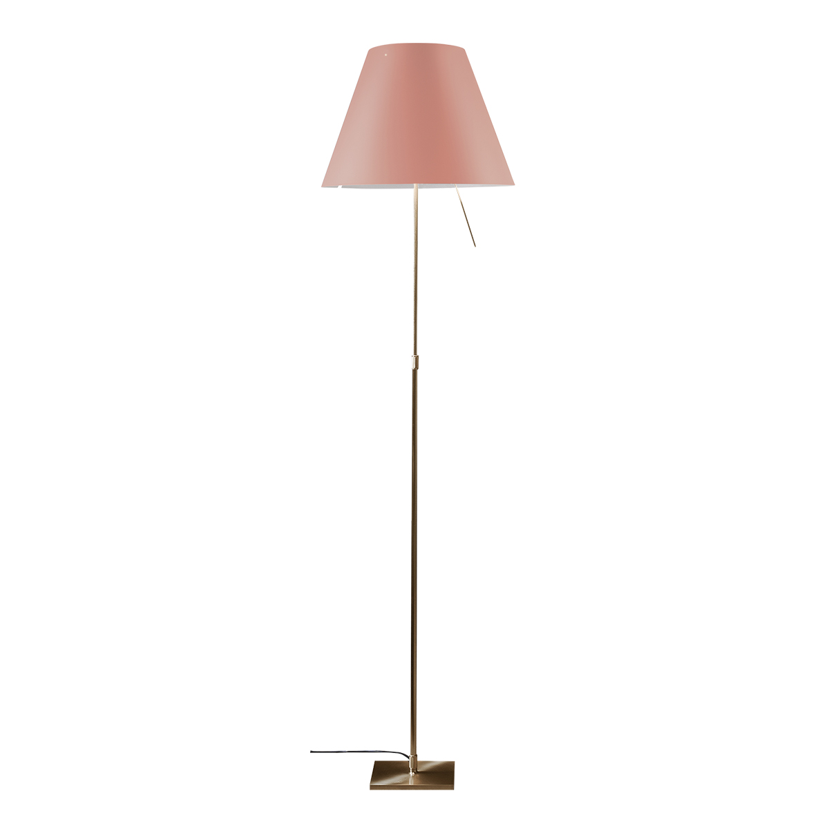 Luceplan Costanza Terra Teleskop mit Touchdimmer, Messing, Schirm: mystisches Rosa