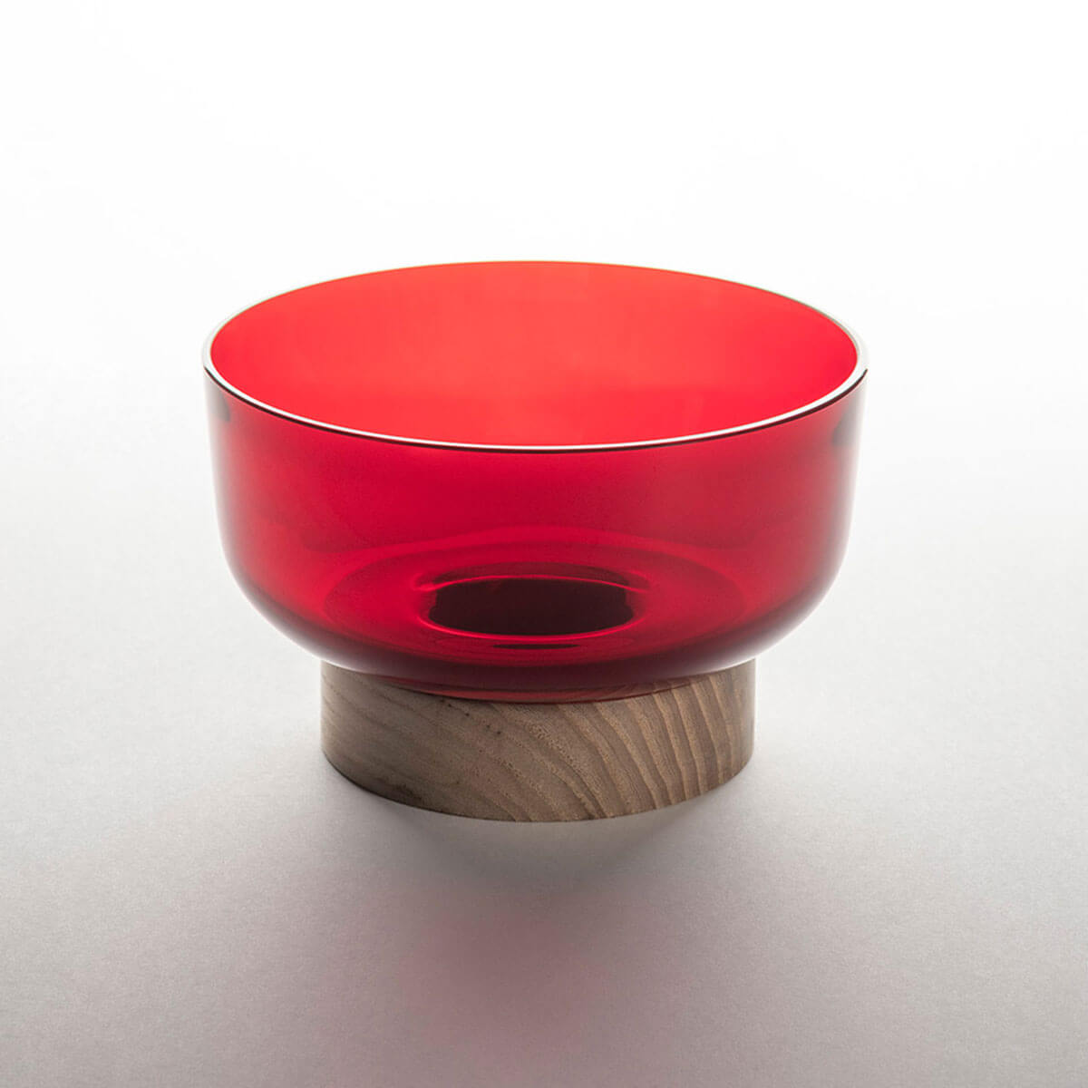 Artemide Bontà Base mit Glasschale, Holz / rot
