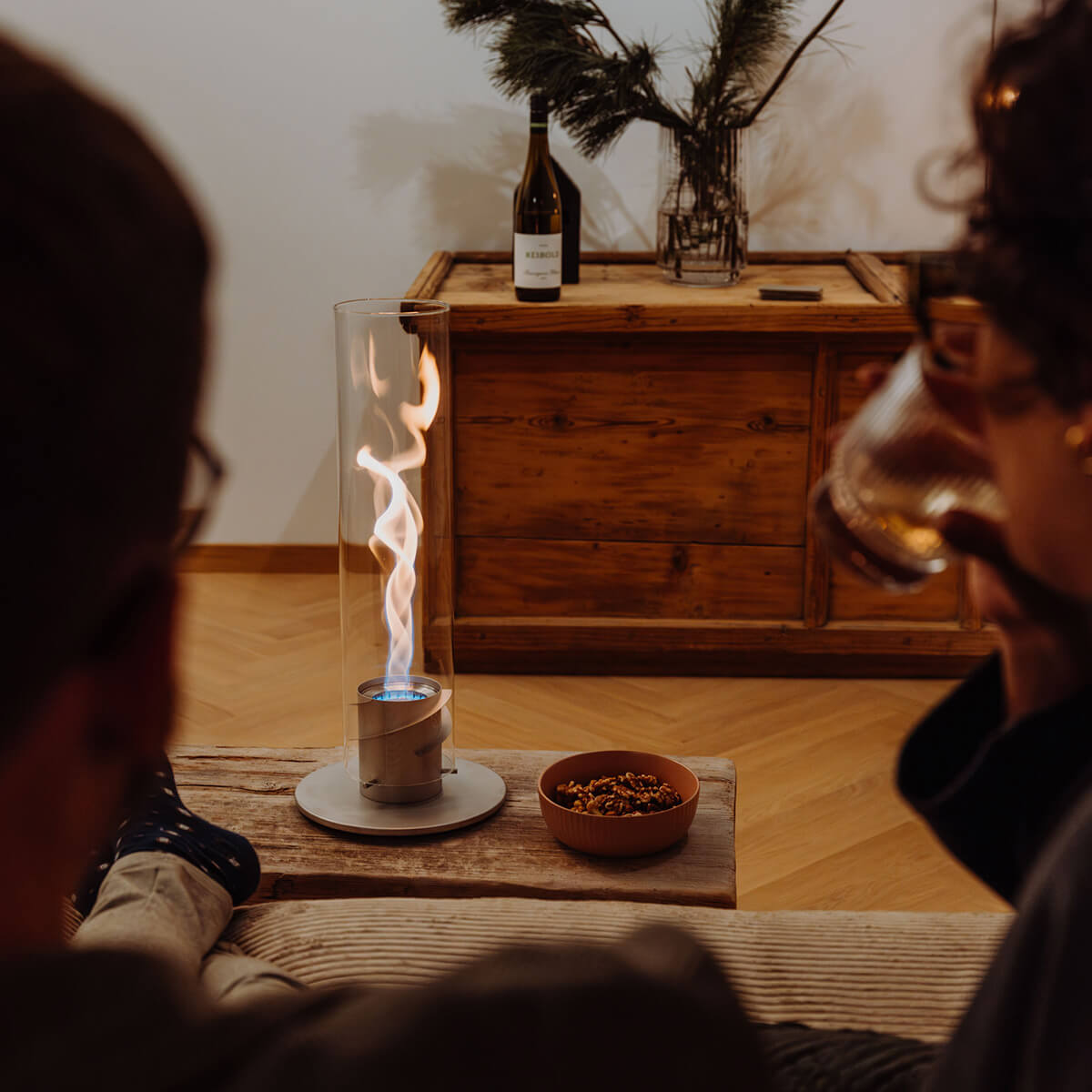 Höfats Spin 1200 Tischfeuer & Windlicht, grau