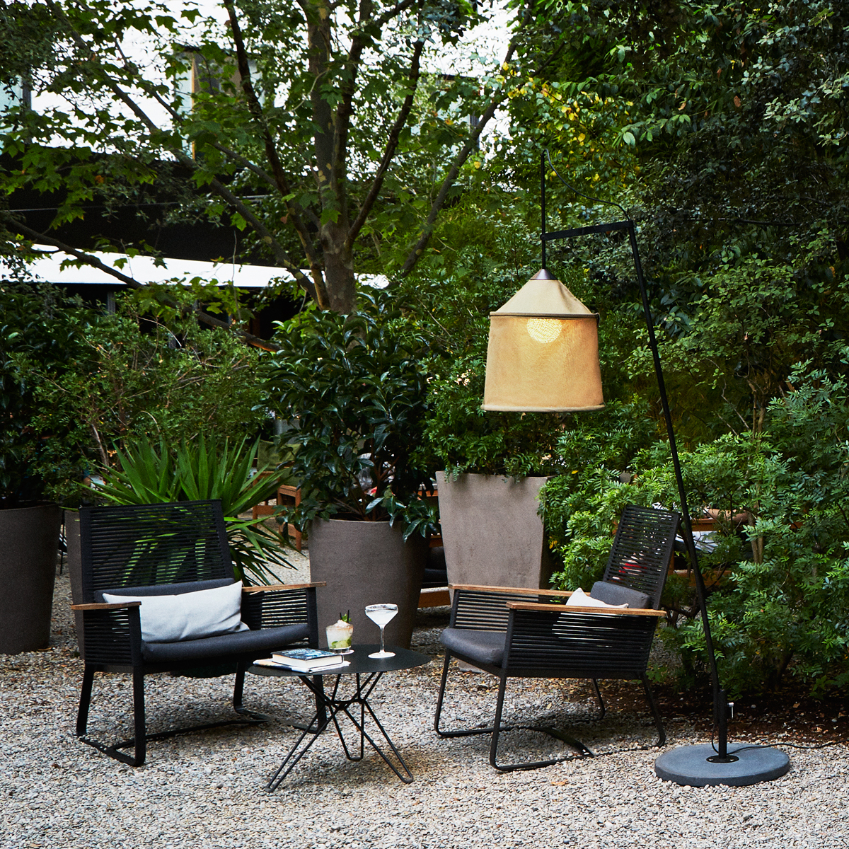 Marset Jaima P207+43 IP65 LED Stehleuchte, mit Sockel, Schirm: beige