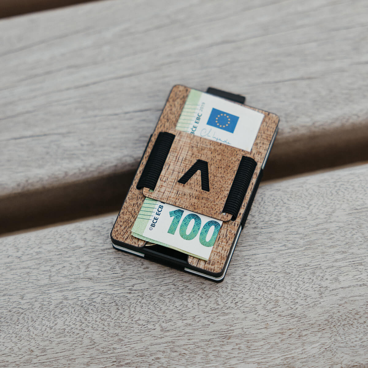 Aviator Wallet Wood x Carbon Fiber Slide Slim Wallet Geldbörse, inkl. Wood x Carbon Fiber Cash Clip