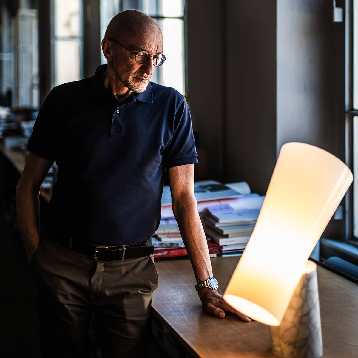 Foscarini Nile Tavolo, Carrara-Marmor weiß, mit Designer Rodolfo Dordoni