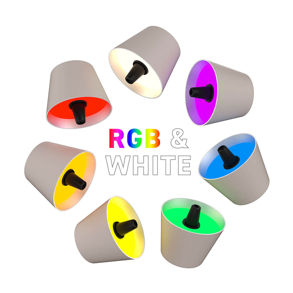 Sompex Top 2.0 RGB LED Akkuleuchte & Flaschenaufsatz, sand (Flasche nicht inbegriffen
