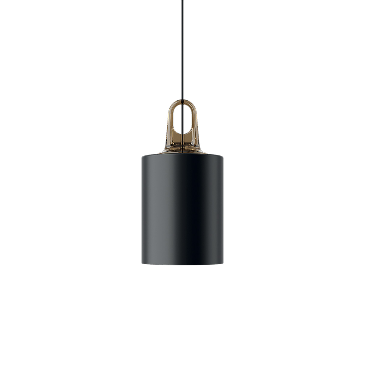 Lodes Jim Cylinder Pendelleuchte, honigfarben / schwarz matt