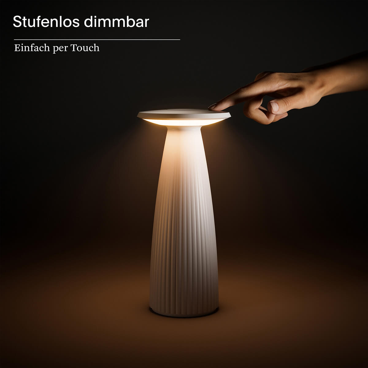 Sigor Nuflair LED Akkuleuchte & Vase, schneeweiß, Touchdimmer