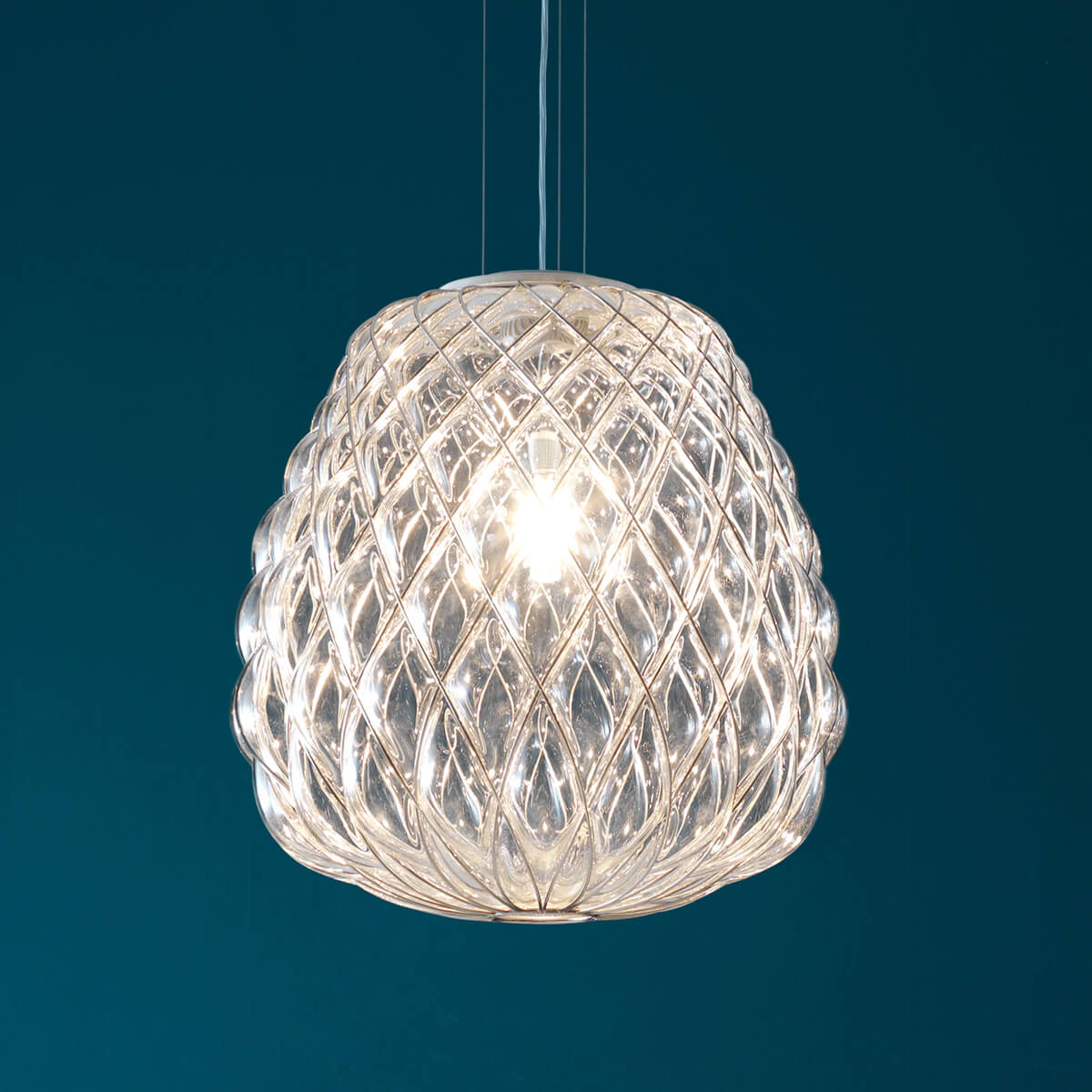 Fontana Arte Pinecone Grande Pendelleuchte, Chrom / transparent