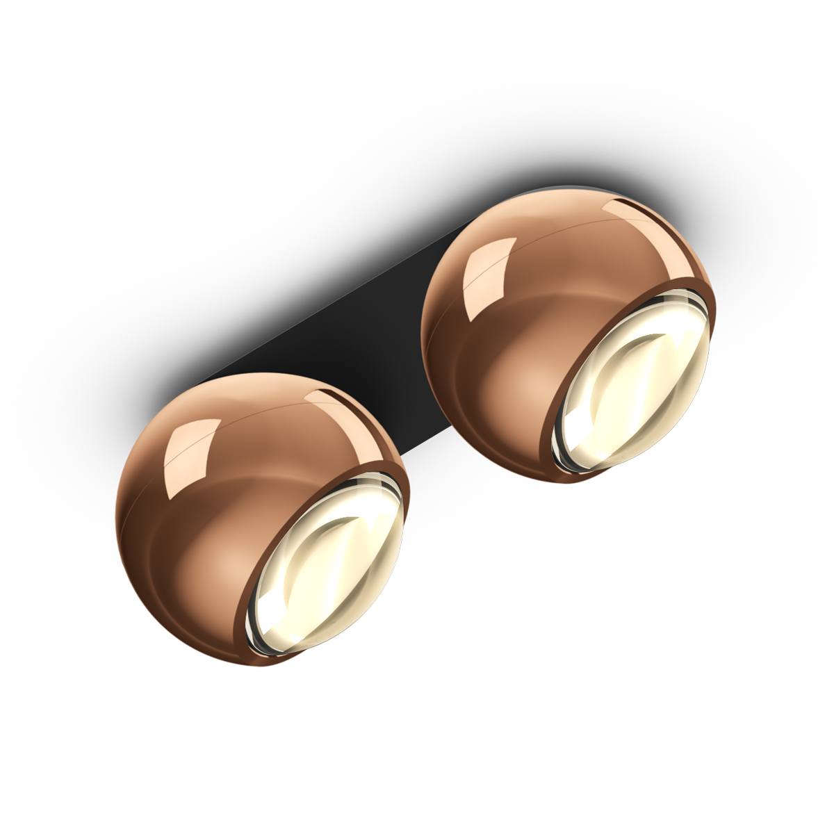 Occhio io giro doppio Volt C LED Deckenstrahler, 2700 K, Roségold / schwarz matt