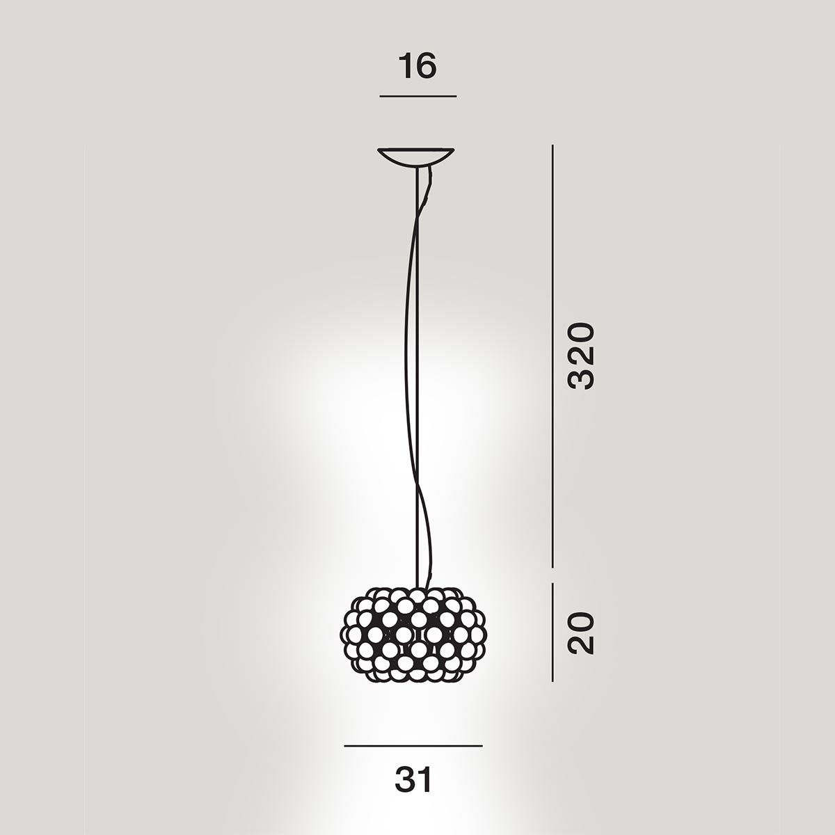 Foscarini Caboche Plus Piccola LED Sospensione, Maßzeichnung