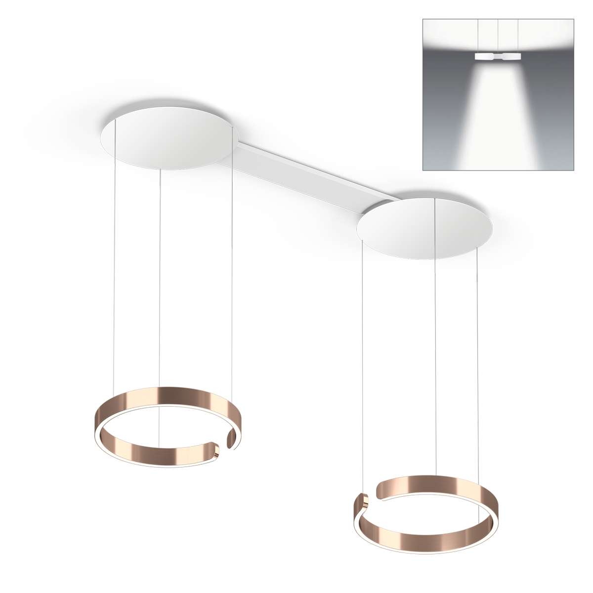 Occhio Mito sospeso due 40 var narrow LED Pendelleuchte, variabel, Roségold