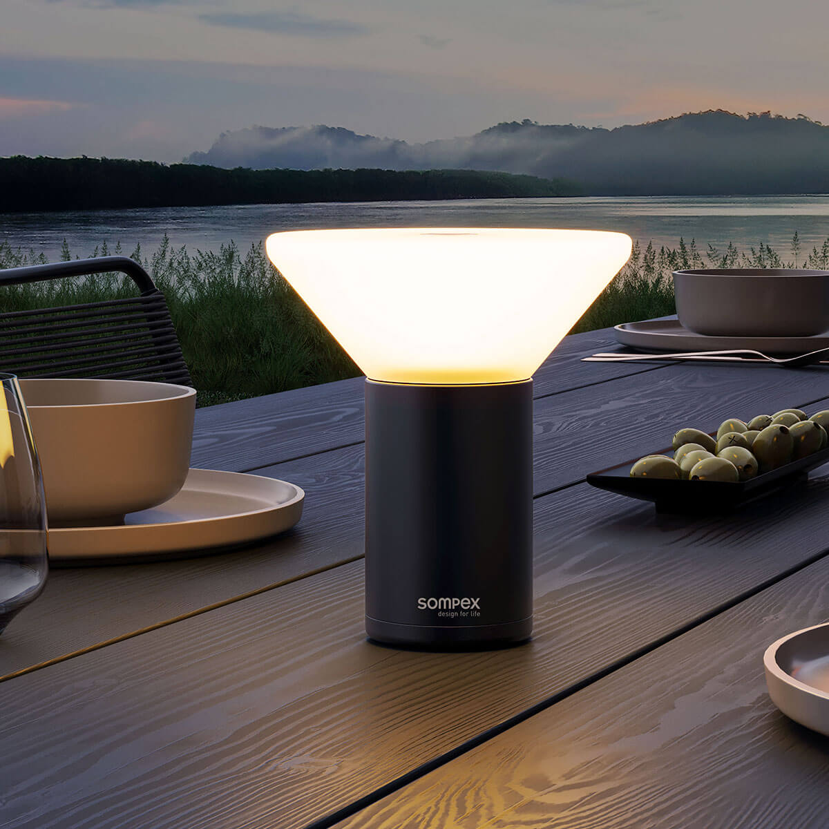 Sompex Mikono LED Akku-Pendelleuchte, schwarz