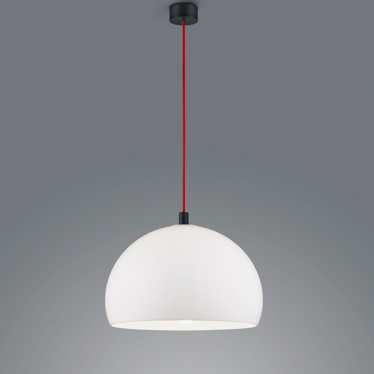 Helestra Doro Pendelleuchte, Ø: 40 cm, Kabel: rot, schwarz matt / Acrylglas weiß