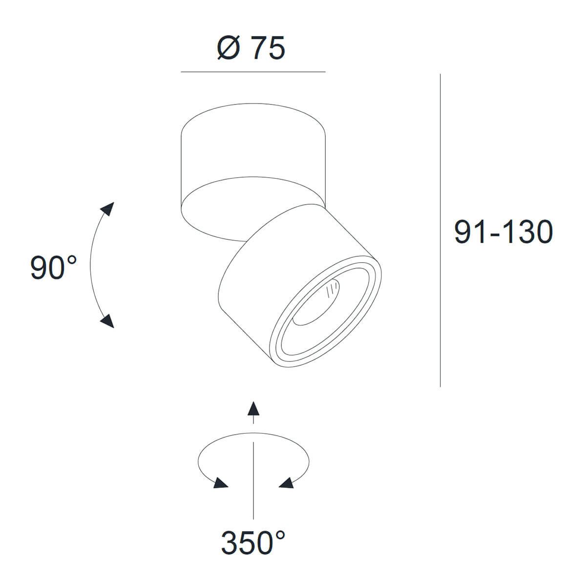 Egger Licht DLS Lighting Clippo S LED Wand- / Deckenstrahler, Maßzeichnung