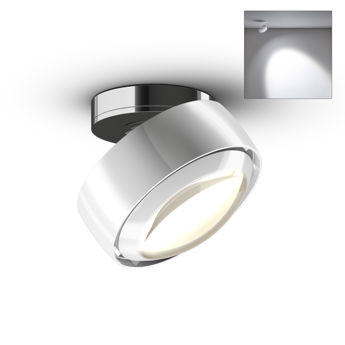 Occhio Più alto Volt S40 Deckenstrahler, 2700 K, weiß glänzend / Chrom Più alto Volt S40 Deckenstrahler, 2700 K