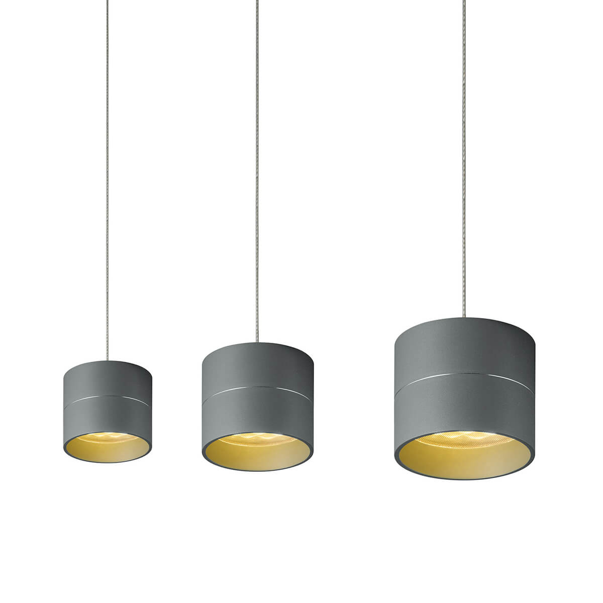 Oligo Tudor S LED Pendelleuchte, 3-flg., TW, unsichtbare Höhenverstellung, Baldachin: weiß matt, grau matt