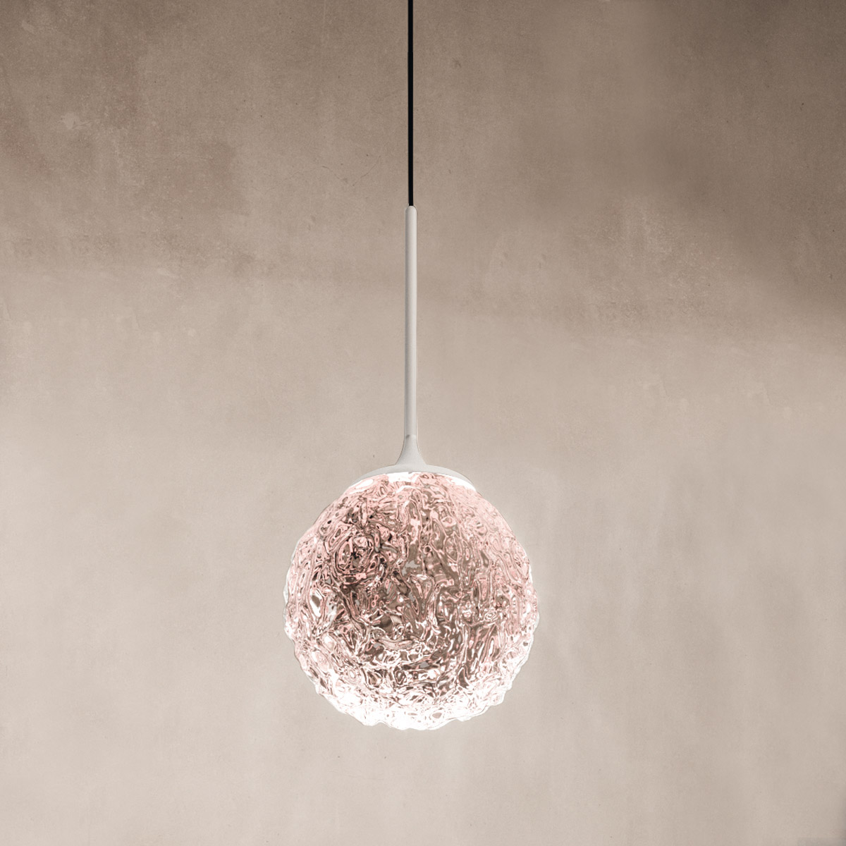 Icone Cristalglob S33 LED Pendelleuchte, rosa / weiß