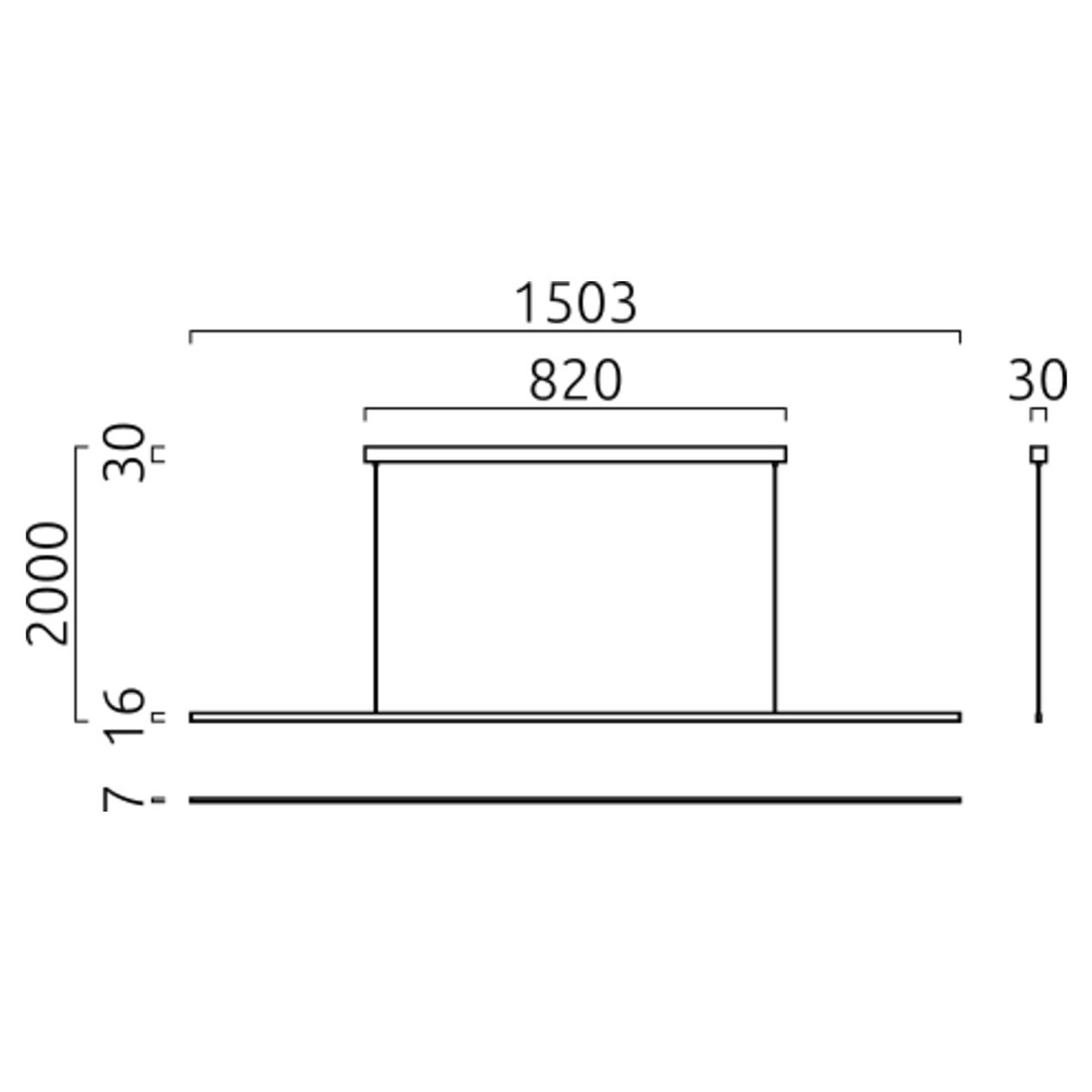 Helestra Loopy LED Pendelleuchte, Maßzeichnung