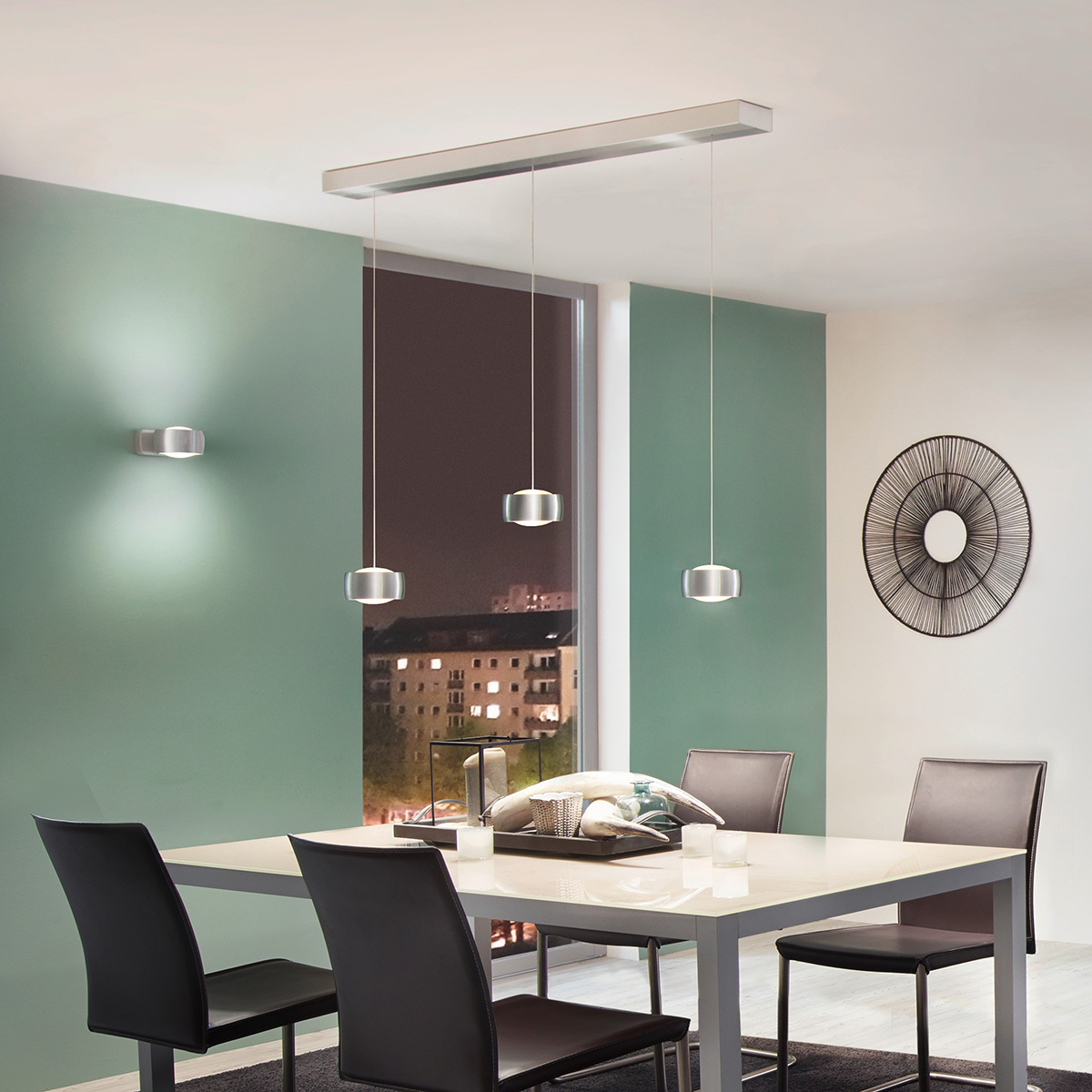 Oligo Grace LED Wandleuchte, Alu gebürstet / Chrom matt