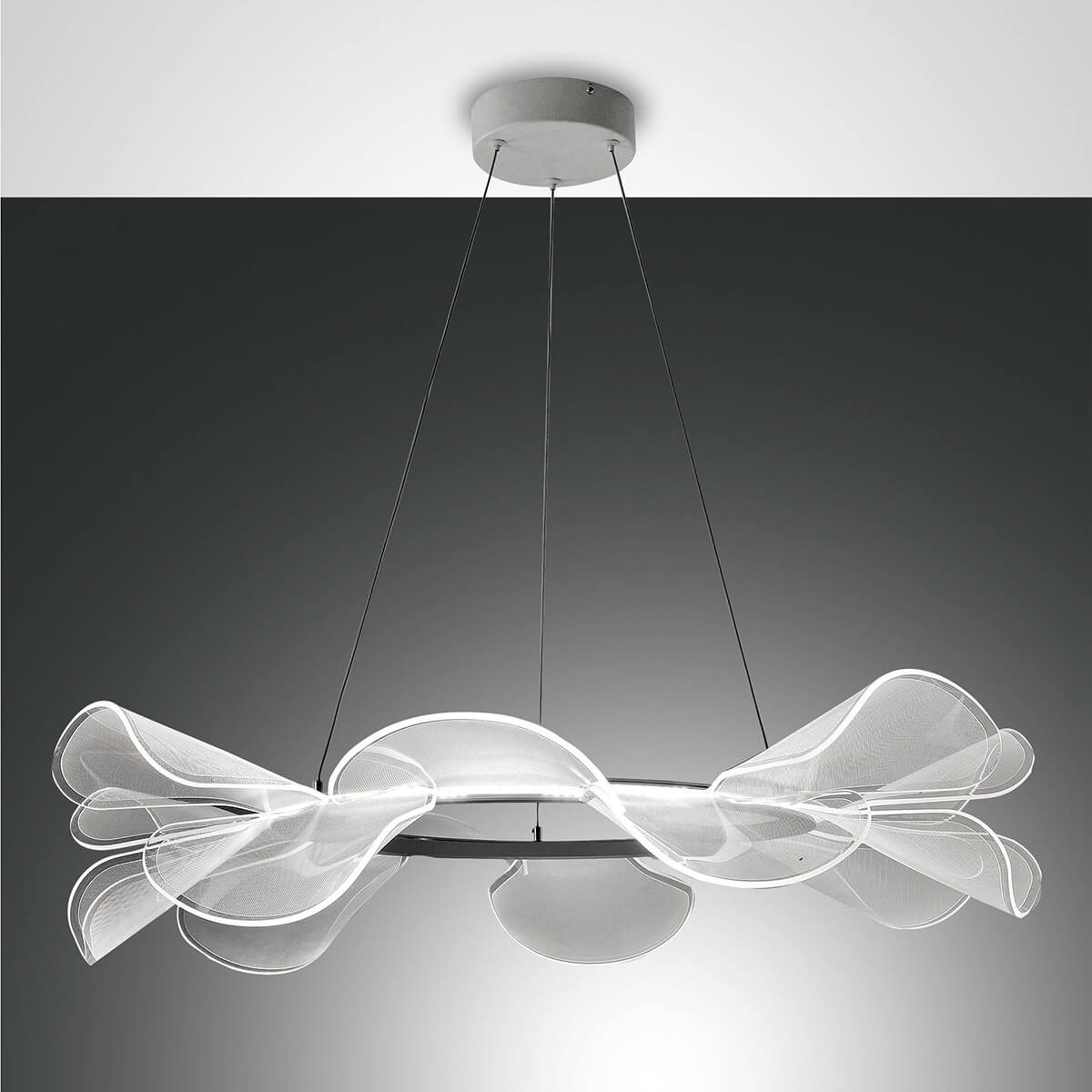 Fabas Luce Sylvie LED Pendelleuchte, rund, weiß Sylvie LED Pendelleuchte, rund