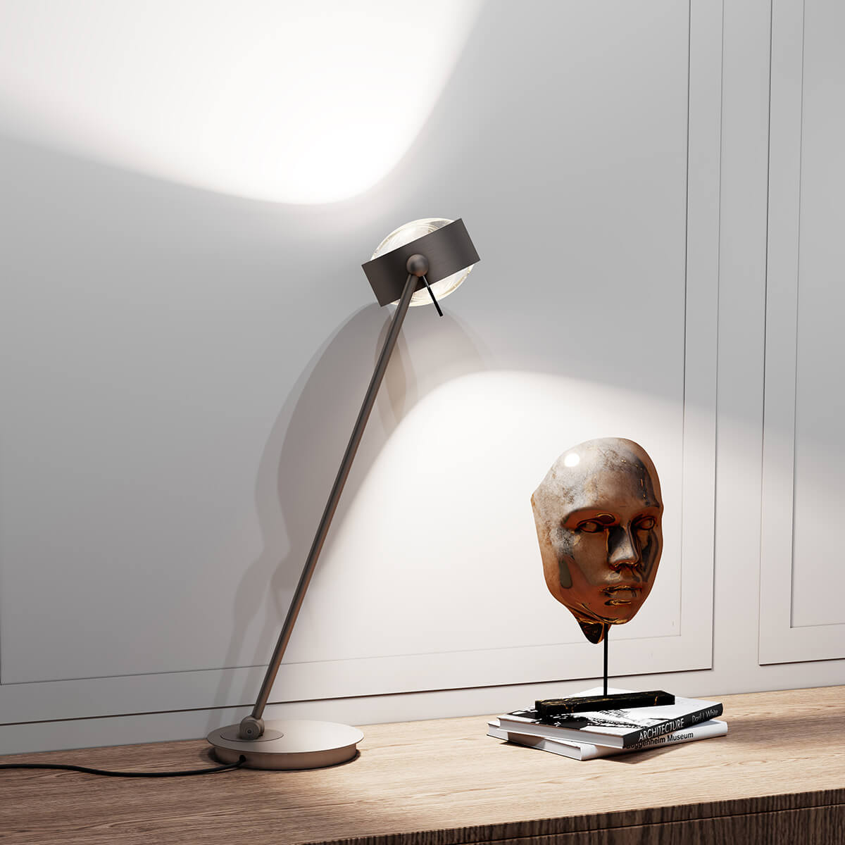 Top Light Puk Maxx Table Tischleuchte, 60 cm, Nickel matt, mit Linse klar / Linse klar