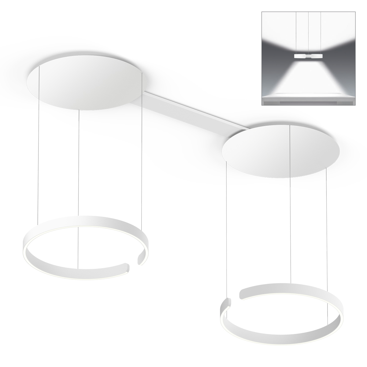 Occhio Mito sospeso due 60 var wide LED Pendelleuchte, variabel, weiß matt