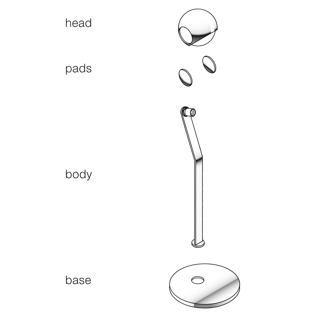 Occhio io 3d tavolo C Tischleuchte, 2700 K, Bestandteile