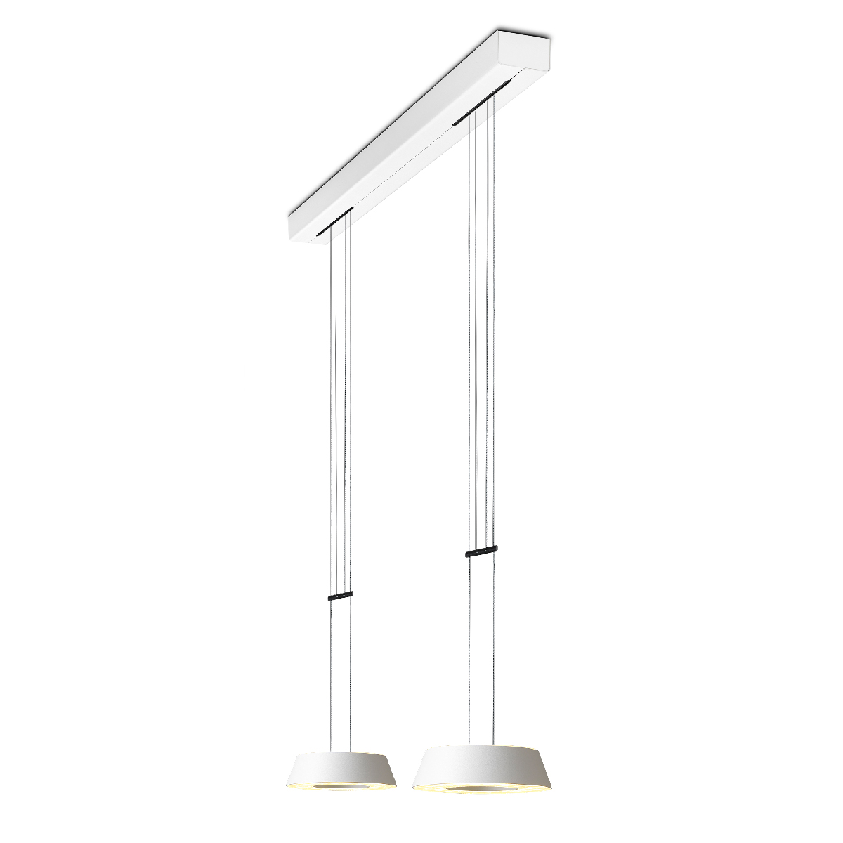Oligo Glance LED Pendelleuchte, 2-flg., weiß matt, Baldachin: weiß matt