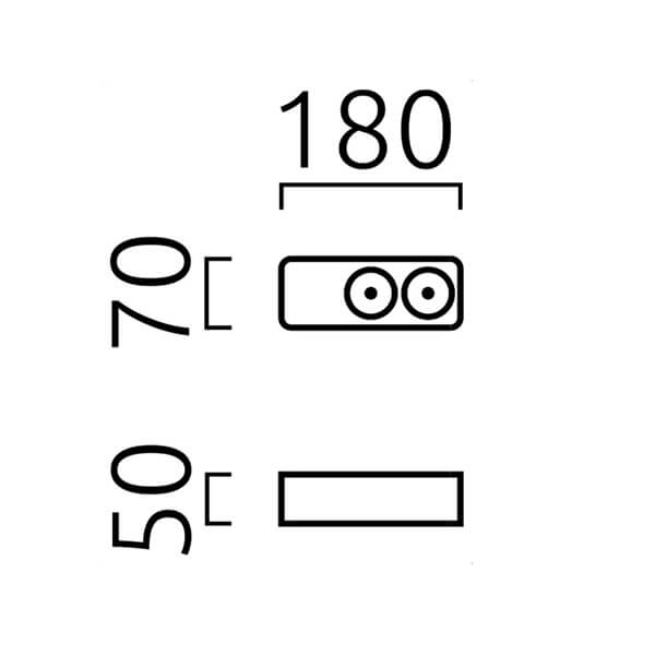 Helestra Cas LED Deckenleuchte, 2-flg., Maßzeichnung