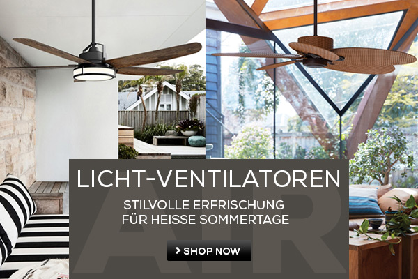 Decken-Ventilatoren mit Licht für drinnen & draußen: moderne Kombination aus Luft-Erfrischung und Beleuchtung für Terrasse, Wohnzimmer & Schlafzimmer
