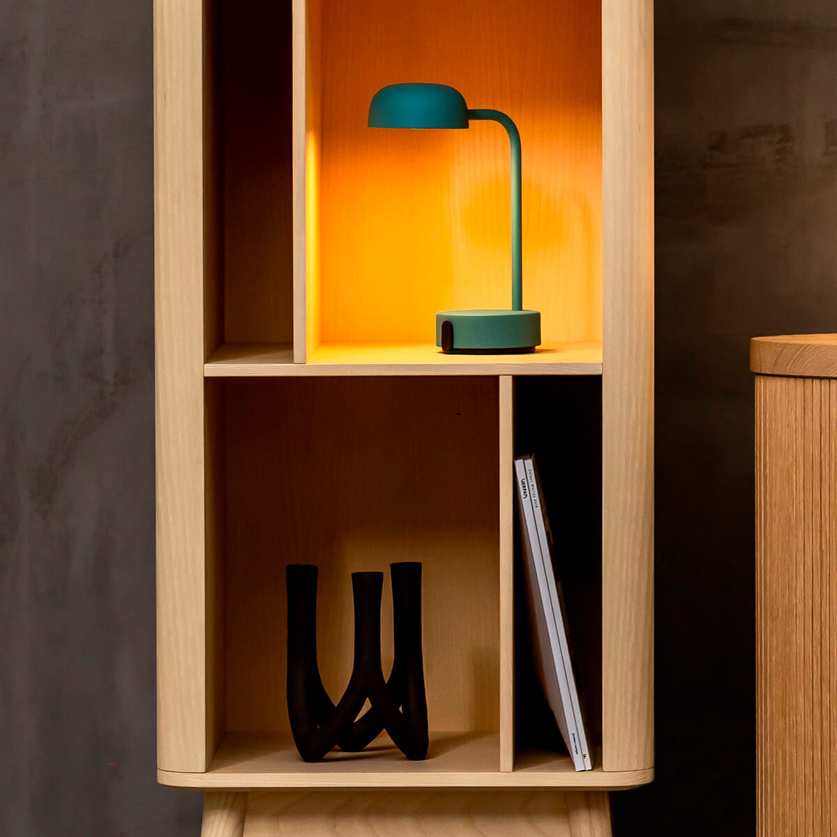 Kooduu Fokus LED Akkuleuchte, Smoky teal (blaugrün)