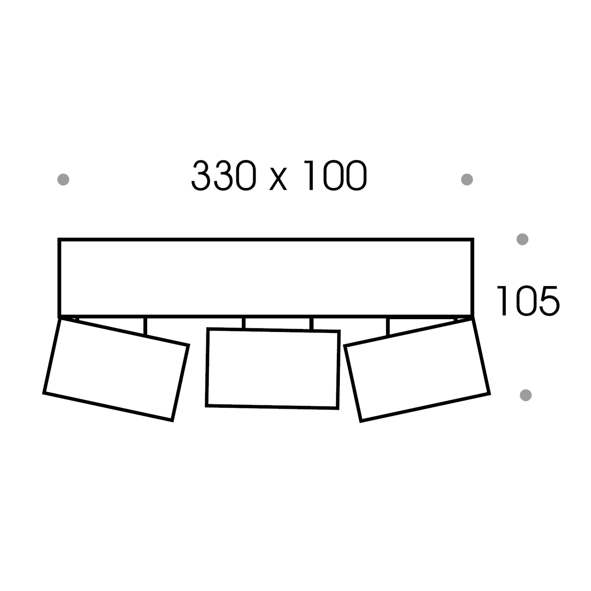 Antidark by Lumexx Easy Triple LED Deckenleuchte, Maßzeichnung