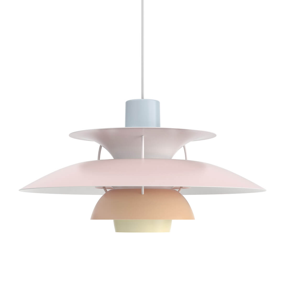Louis Poulsen PH 5 Pastels Pendelleuchte, blau / rosa / pfirsich (ausgeschaltet)